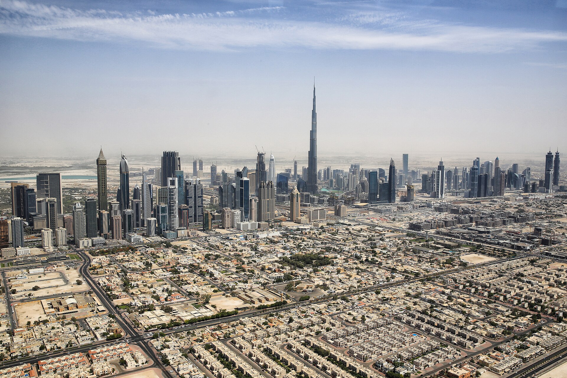 The Dubai skyline and Burj Khalifa, United Arab Emirates