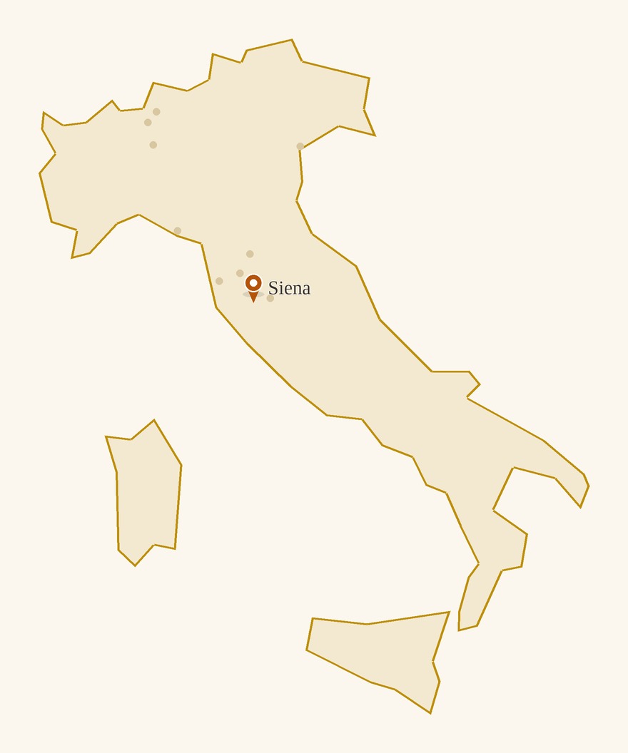 Map of Italy with Siena lit up